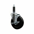 Service Caster 5'' Hard Rubber Swivel 1'' Expanding Stem Caster with Brake SCC-EX20S514-HRS-TLB-1